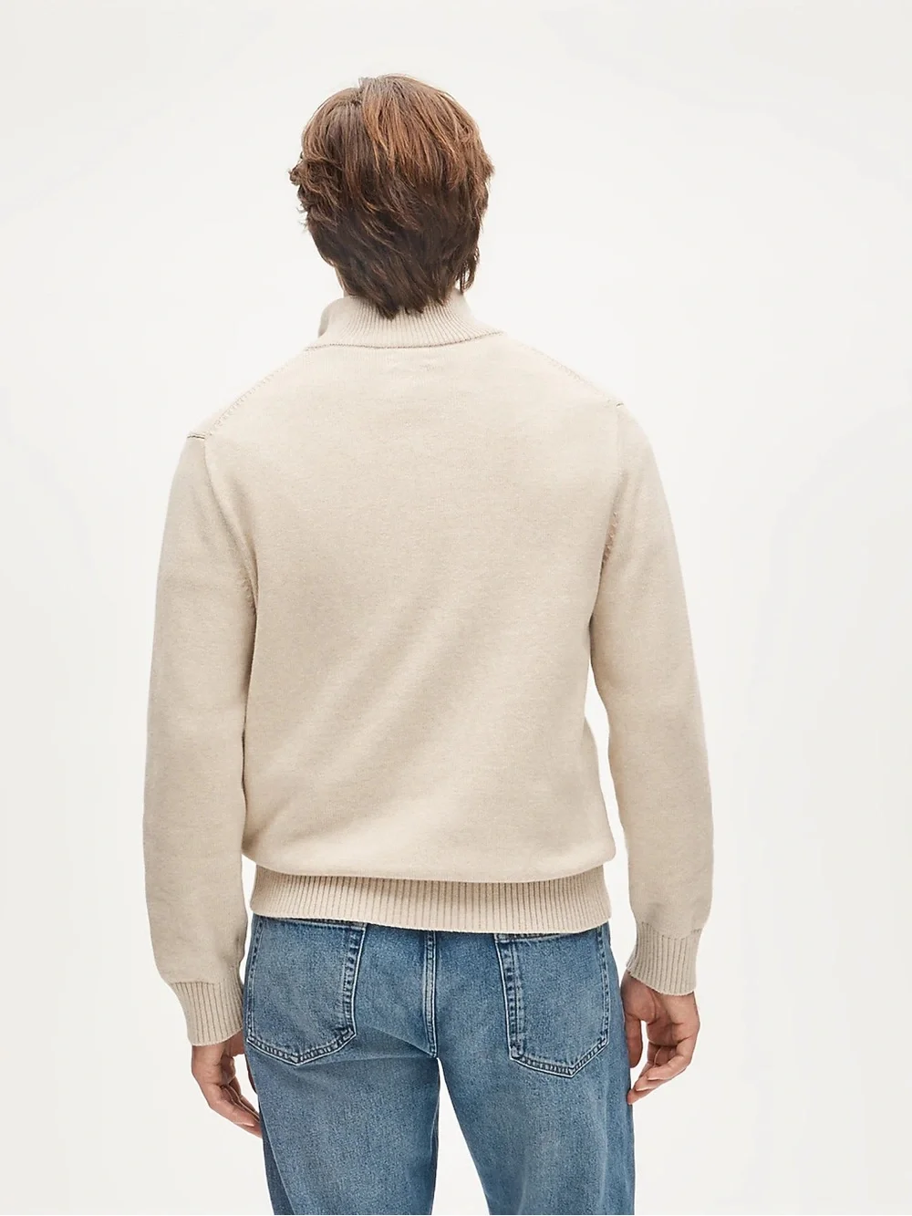 J. Crew Men’s Heritage cotton quarter-zip sweater in Heather Sand Size Large NWT